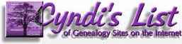 Logo for Cyndi's List of Genealogy Sites on the Internet with a purple tree graphic on the left and purple text on a light background.