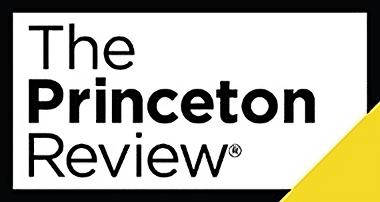 The Princeton Review logo with black text on a white background, outlined in black, and a yellow triangle in the bottom right corner.