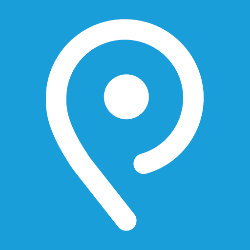 Princh logo: White location pin icon with a central dot on a blue background.