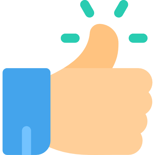Illustration of a hand giving a thumbs up with blue lines radiating from the thumb, indicating approval or a positive gesture.